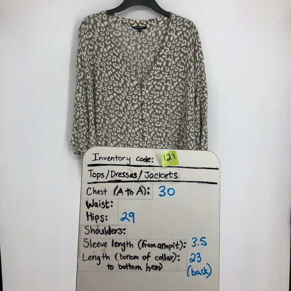 George Women's Grey abstract pattern Button $ Tie Front Dolman Blouse Size XL - Picture 15 of 16